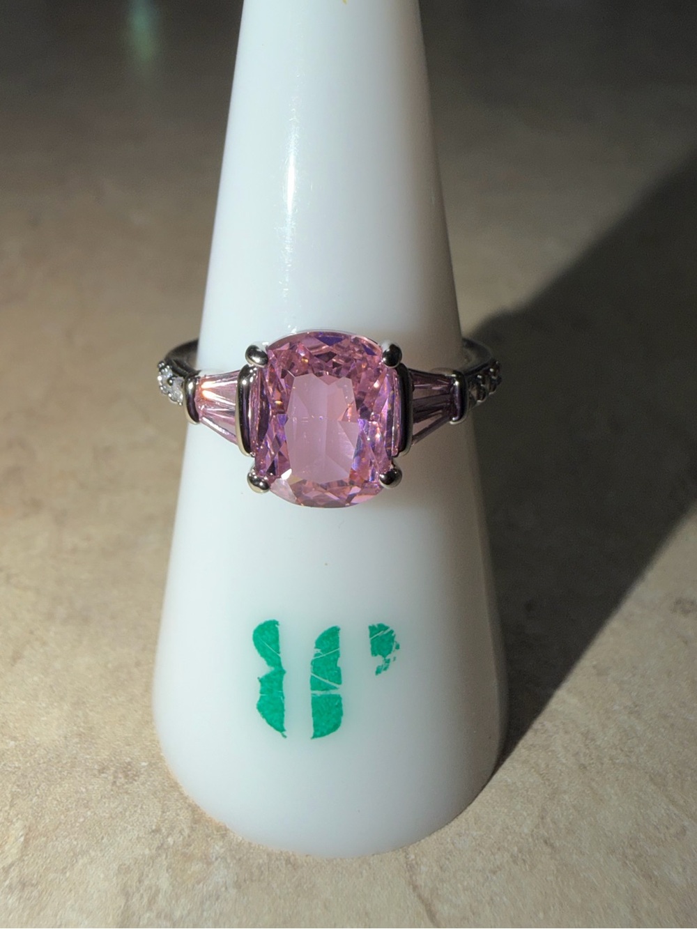 Bomb Party Size 7 Ring-The Perfect Piece Rose Quartz on Rhodium RG50924